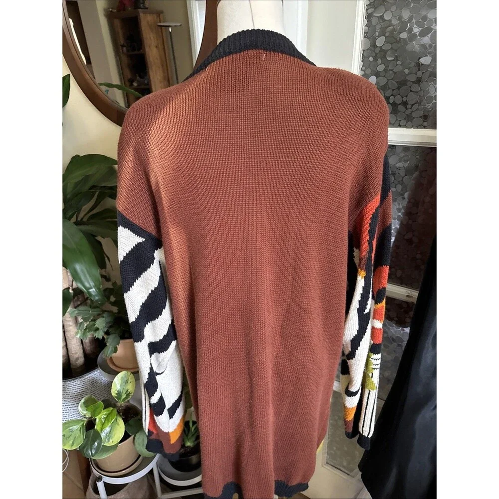 Vintage 90s IB Diffusion Sweater Oversized Knit Fall Sz M 1993 Abstract